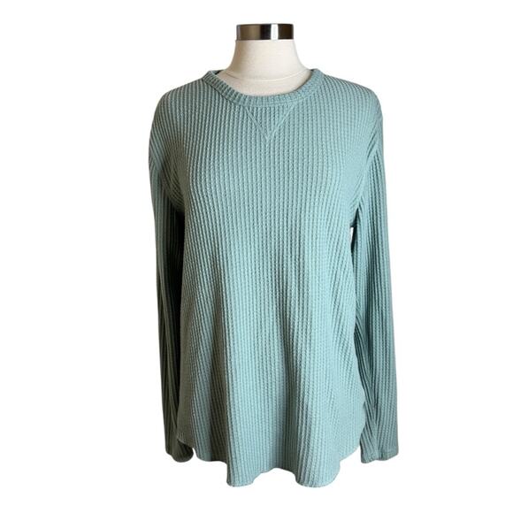 Urban Outfitters Mint Green Waffle Knit Long‎ Sleeve Thermal Top Women’s Large - Picture 10 of 10